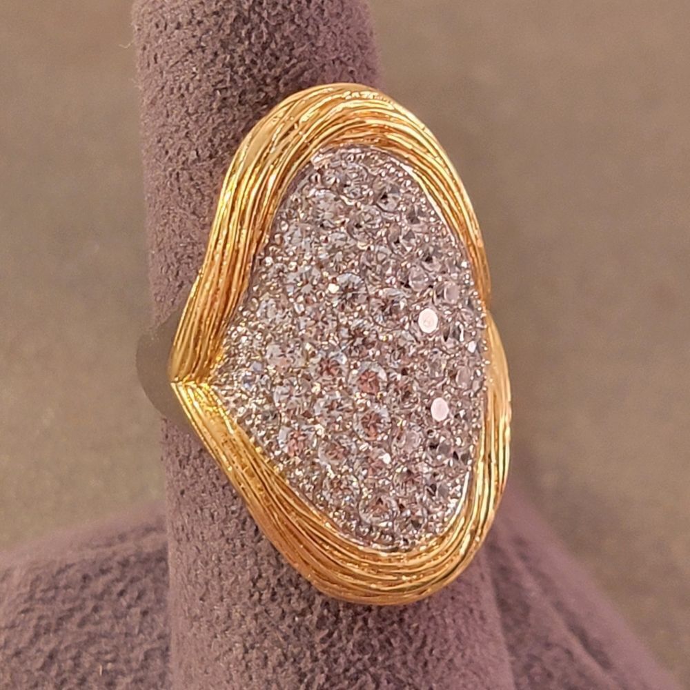 Sterling Two Tone CZ Invisible Set Statement Ring - Picture 3 of 9